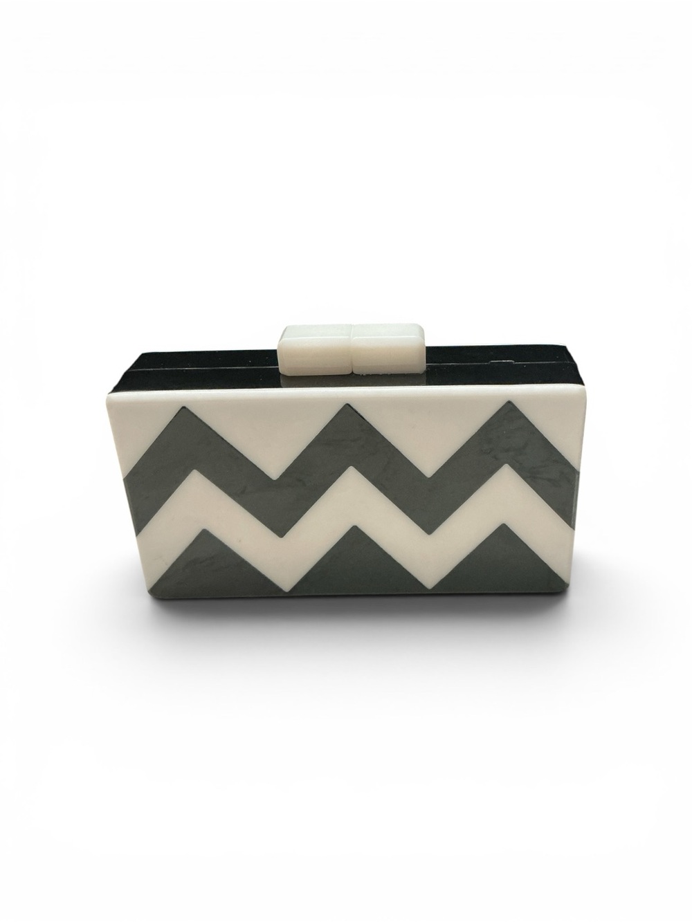 Private Label Black and White Chevron Box Clutch
